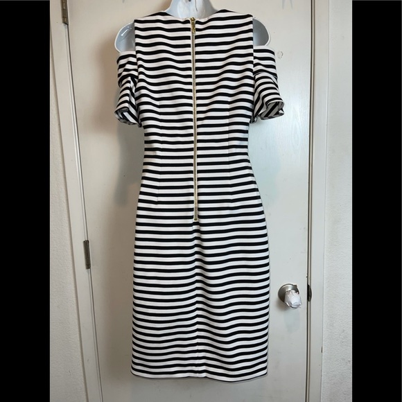 Calvin Klein Striped Cold-shoulder Sheath Dress - Picture 5 of 10